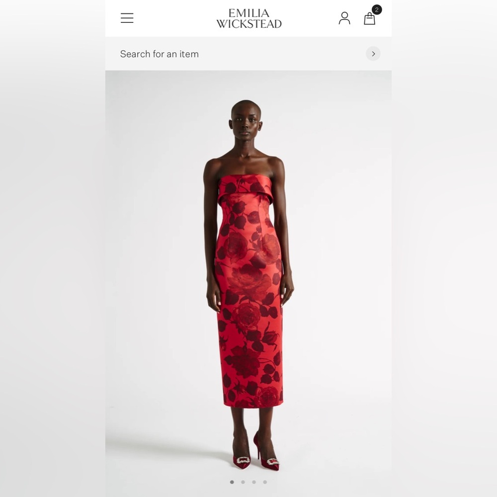 Emilia Wickstead Red Strapless Sheath Cocktail Dress